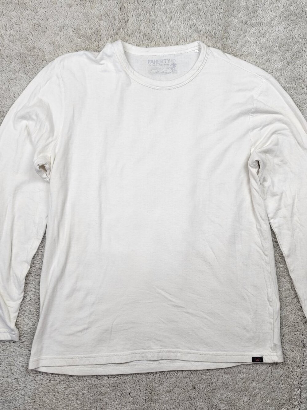 Faherty Cloud Cotton Shirt Size Large L White Soft Lightweight Pima Cotton L/S